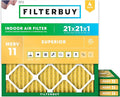 Filterbuy 21x21x1 Air Filter MERV 11 Superior Pet & Allergy Defense (4-Pack), Electrostatic Pleated HVAC AC Furnace Filters Replacement, Made in USA (Actual Size: 20.88 x 20.88 x 0.75)