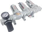 1/2" NPT MID FLOW 4 Stages Filter Coalescing Desiccant Dryer Regulator System For Compressed Air Lines, Poly Bowls, Great For Paint Spray And Plasma Cutter (MANUAL DRAIN)