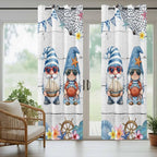 Ocean Gnome Outdoor Curtains for Patio Summer Marine Plumeria Shell Wooden Waterproof Outside Curtains with Grommet Top Weatherproof Curtain for Cabana Pergola Gazebo, 2 Pack, 54" W x 108" L