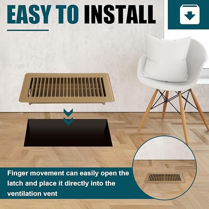 VOISEN Floor Register 4x10, 10 Pack Brown Floor Register Vents,Heavy Duty Steel Walkable Floor Vents,Vent Covers for Home Floor