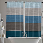 Retro Farm Blue Gray Wood Grain Window Valance Curtains, Rustic Wooden Plank Light Filtering Kitchen Valance with 3-inch Rod Pocket for Living Room Bathroom Bedroom,2 Panel,52x72In