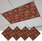 Cowboys Horses 4 Pcs Fluorescent Light Covers 4 x 2 Feet, Desert Ethnic Winds Dark Brown Background Covers for Ceiling Lights Magnetic Light Cloth Filter for Classroom Office Home