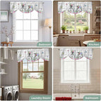 Spring Tie Up Valance Curtains for Windows, Kitchen Curtains Window Shades, Bicycles Botanical Rose Leaves Butterfly Wood Grain Light Filtering Roman Curtain Valances for Bedroom/Bathroom/Cafe 54"x18"