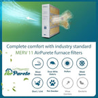 M2-1056 Replacement Filter | AirPurete AP-M220205 | Actual Size 20-1/4" x 20-3/4" x 5-1/4" (20x20x5) | Merv 11 | Pack of 3 | Manufactured in Canada