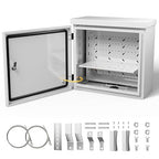 Steel Electrical Box, 16"x16"x6" Steel Enclosure, IP67 Waterproof & Rust-Resistant, Outdoor/Indoor Electrical Junction Box with Mounting Plate for Wall/Pole Mount