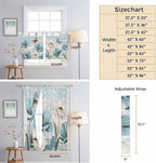 Spring Floral Kitchen Curtains 24 Inch Length, Small Window Curtains Tab Top, Vintage Tulips Flower Butterfly Retro Wood Blue Light Filtering Short Window Treatments Tier Drapes 27.5"x24" 2 Panel