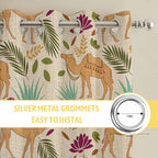 2 Panel Kitchen Cafe Curtains, Desert Camels Sunlight Filtering Nature Air Through, Home Decor Window Covering Tier Curtains for Living Room 104W x 84L inch Vintage Sand Animals Aloe Vera Leaves Beige