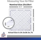 Filter King 25x29x1 Air Filter | 4-PACK | Carbon MERV 8 HVAC Pleated A/C Furnace Filters | MADE IN USA | Actual Size: 24.5 x 28.5 x .75"