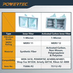 POWERTEC 1 Micron Inner Air Filter for WEN 3410, POWERTEC AF4000/AF4001, Shop Fox W1830 Air Filtration System, Replacement for WEN 90243-026-2 Woodworking Air Filters for Workshop & Garage, 3PK