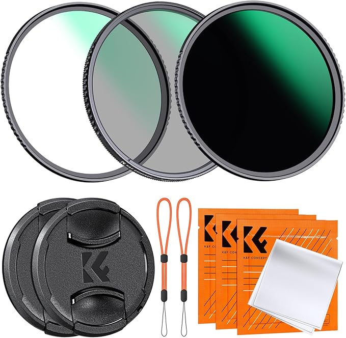 K&F CONCEPT 49mm CPL MCUV ND1000 Lens Filter 2 Lens Caps Kits Waterproof Polarizing + UV Protection + Fixed Neutral Density Camera Lens Filter with 24 Layer Coatings