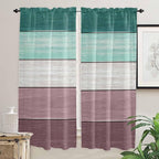Retro Farm Woodcuts Texture Window Valance Curtains, Green Brown Gradient Light Filtering Kitchen Valance with 3-inch Rod Pocket for Living Room Bathroom Bedroom,2 Panel,52x72In