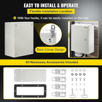 VEVOR Electrical Enclosure Box, 16'' ×12'' ×6'', Carbon Steel Hinged Junction Box, IP66 Waterproof & Dustproof, Outdoor Electrical Box, with Mounting Plate