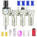 TAILONZ PNEUMATIC 3/4 Inch NPT 0-240 PSI Industrial Grade 4 Stage Air Drying System, Double Particulate Filter, Coalescing Filte,Desiccant Dryer and Air Regulator (Automatic Drainage）