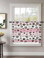Sheer Curtains 45 Inch Length, Pink Beige Paw Print Semi Sheer Curtains Light Filtering Window Treatment, Vintage Farmhouse Country Wooden Grain Privacy Voile Drapes for Living Room Bedroom 52x45 Inch