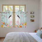 Easter Bunny Kitchen Curtains 45 Inch Long 2 Panel Set,Rod Pocket Window Treatment,Easter Eggs Spring Farmhouse Wood Grain Teal Blue Light Filtering Panels Short Drapes for Bathroom Camper 42"W x 45"L