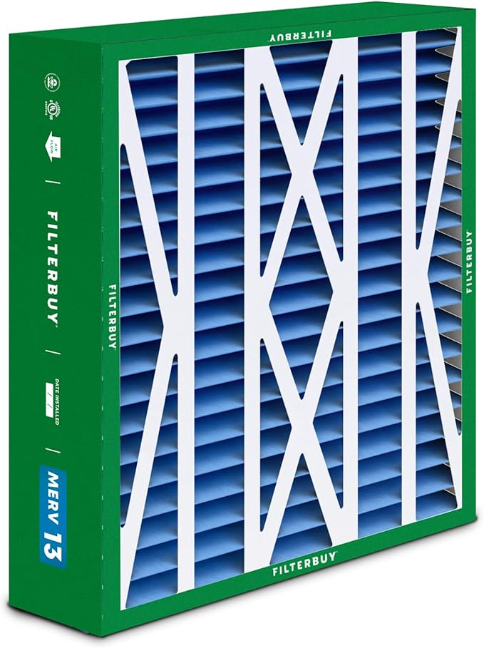Filterbuy 17.5x21x5 Air Filter MERV 13 Optimal Smoke & Allergy Defense (3-Pack), Electrostatic Pleated HVAC AC Furnace Filters for Rheem, Ruud, and Protech (Actual Size: 17.13 x 20.63 x 4.38)