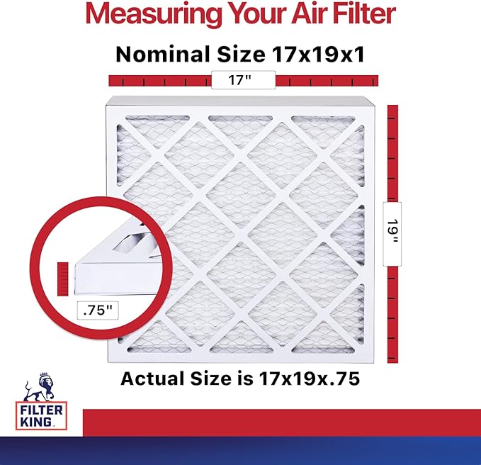 Filter King 17x19x1 Air Filter | 12-PACK | MERV 11 HVAC Pleated A/C Furnace Filters | MADE IN USA | Actual Size: 17 x 19 x .75"