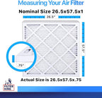 Filter King 26.5x57.5x1 Air Filter | 4-PACK | MERV 8 HVAC Pleated A/C Furnace Filters | MADE IN USA | Actual Size: 26.5 x 57.5 x .75"