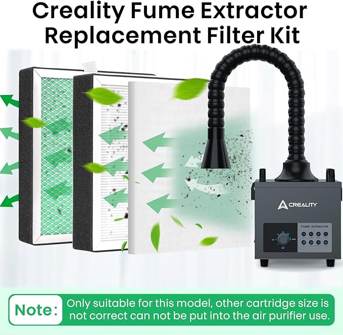 Filter Replacement for Creality Fume Extractor, Activated Carbon Filter for Smoke Purifier, 99.97% Purification Rate, 10×8.26×1.2 inch