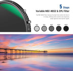 NEEWER 2 in 1 43mm Variable ND Filter ND2–ND32&CPL Filter(Circular Polarizer Filter) No X Cross/30 Layer Nano Coated/HD Optical Glass/Ultra Slim Aluminum Alloy Frame/Water Repellent/Scratch Resistant