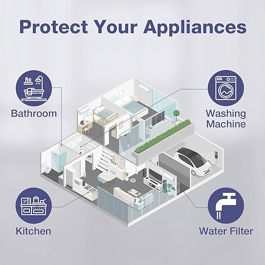 SimPure Whole House Water Filter System, 2 Stages Clear Home Water Pre-Filtration with Carbon and KDF Filters, Reduce Iron, Chlorine, Manganese, Heavy Metals, 1" NPT Brass Port(DB10C-2KDF)