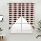 Swag Curtain Valances for Kitchen Windows,Farm Barn Western Star on Vintage Short Rod Pocket Window Valance,Red Buffalo Plaid Swag Topper for Bedroom Living Room,2 Panels 36x63in