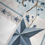 Texas Star Blue Curtain Valances for Windows, Kitchen Valance Window Treatment, Farmhouse Country Branches Wooden Grain Light Filtering Block Curtains for Bathroom/Bedroom/Living Room 54'' x 18''