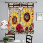Sunflowers Living Room Curtains 96 Inch Length, Window Curtains Tab Top, Retro Flower Barn Doors Butterfly Farmhouse Brown Light Filtering Window Treatments Drapes 52"x96" 2 Panel