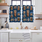2 Panel Kitchen Cafe Curtains, Desert Camels Sunlight Filtering Nature Air Through, Home Decor Window Covering Tier Curtains for Bedroom Living Room Wildlife Brown Animals Blue Geometric