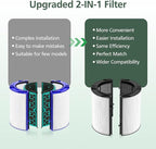 360 Combi Glass HEPA + Carbon Filter Replacement for Dyson HP1 TP09 TP07 TP06 TP04 TP10 TP7A HP04 HP06 HP07 HP09 HP10 HP4A HP7A PH01 PH02 PH03 PH04 PH3A DP04 PC1 Air Purifier, 1 Pack, Black