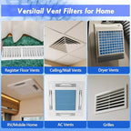 Air Vent Filter Kit - 14" x 120" Cut to Fit Air Filter Materials MERV 8 Electrostatic Media Roll for Home Floor, Ceiling, AC, HVAC, RVC Furnace Vents, With 48PCs Adhesive Hook Tape