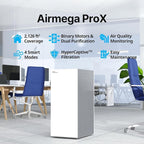 COWAY Air Purifiers for Large Room Whole Home Up to 4,253ft², 2 Sets of XL Washable Pre-Filters and HEPA Filters for Dual Purification, AQI, Turbo Mode, Timer, Wheels, 5yr Warranty, ProX(W)