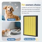 PR1 Replacement Filter for Mooka PR1 Air Purifier for Home Large Room up to 2200sq.ft, 2 Pack 3-in-1 HEPA Activated Carbon, with 4Pcs Washable Filter for Pets, PM 2.5, Yellow