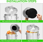 6.5 Inch Kitchen Compost Bin Filters Charcoal Replacement, ENLOY 12 Pack Charcoal Filters for Countertop Home Bucket, Longer Lasting Round Extra Thick Activated Charcoal