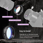 Astromania Telescope Filter, 1.25 Inches Narrowband Hydrogen Alpha Filter, Galaxy Night Sky H-Alpha Nebula Filters for Astronomy Telescope, Telescope Accessories Light Pollution Filter