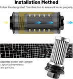 EVIL ENERGY Inline Fuel Filter 10 Micron with Barb 1/2", 3/8", 5/16" Fitting Adapter, Bracket Clamp 50MM Universal Aluminum Black for Gasoline, Diesel, Rubber Fuel Line