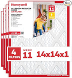 Honeywell 14x14x1 MERV 11 Allergen Reducer 11000 Electrostatic Pleated HVAC AC Furnace Air Filter (4-Pack) | Replacement Filter for Home Use | Made in USA
