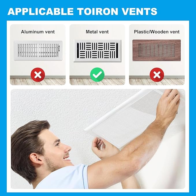 4-Pack 5"x13" White Powerful Magnetic Vent Covers - Super Strong Neodymium Magnets, No Slip & No Drill Needed - Secure Fit for Floor/Wall/Ceiling Registers - Durable Air Vent Screen (White, 5x13)