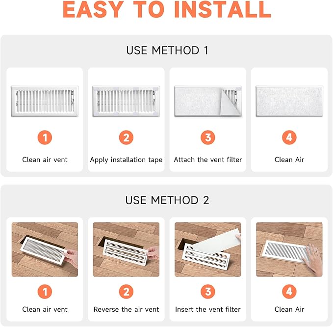 4 x 10 Inch Air Vent Filter for Home Ceiling Thin, ULTRA GREEN Floor Filters Replacement for Register Work in Indoor Home Air Purifier, Air Conditioner 4" x 10" 48-Pack (White)