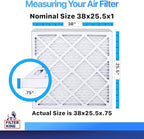 Filter King 38x25.5x1 Air Filter | 4-PACK | MERV 8 HVAC Pleated A/C Furnace Filters | MADE IN USA | Actual Size: 38 x 25.5 x .75"