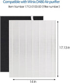 D480 True HEPA Replacement Filter D4, Compatible with Winix D480 Air Purifier, Compare to D4 Filter, Item Number 1712-0100-00, 1 H13 True HEPA Filters + 4 Activated Carbon Pre-Filters