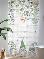 Sheer Curtains 96 Inches Long, Coastal Eucalyptus Leaf Semi Sheer Curtains Light Filtering Window Treatment, Sage Green Gnomes Starfish Privacy Voile Drapes for Living Room Bedroom 52x96 Inch