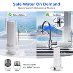 iSpring CT10-W Countertop Water Filter, Multi-Layer Faucet Water Filter System with Versatile Faucet Adapter, Reduces Heavy Metals, Bad Odor, and Chlorine, White