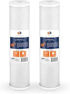 Aquaboon 4,5 x 20 inch Carbon Filter Cartridge - 5 Micron Coconut Shell CTO Filter - Whole House Well Water Filtration - Matches DB20P, CTO20BB, Pentek FLOPLUS-20BB, 155312-43, CBC-20BB (2 Pack)