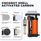 Portable Water Filter Pump, 0.01 Micron Manual Survival Water Purifier for Camping Hiking Backpacking Emergency, Fast Flow Removes Harmful Substances & Sediment (K8188-Orange)