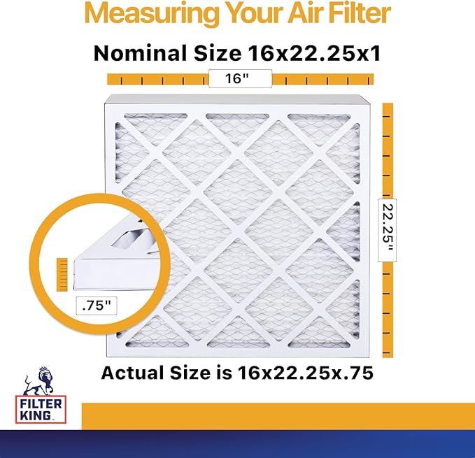 Filter King 16x22.25x1 Air Filter | 4-PACK | MERV 13 HVAC Pleated A/C Furnace Filters | MADE IN USA | Actual Size: 16 x 22.25 x .75"