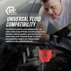 TEC Products FlexAll Long Flexible Funnels - Automotive Oil Funnel with Hose, Durable Nitrile Rubber for Oil Change, Transmission Funnel Fluid, Diesel, Fuel, Gas - Made in USA - Red (12 x 4 Inches)