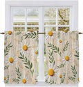 Spring Daisy Kitchen Curtains, Country Watercolor Flower Leaf Plant Light Filtering Window Curtain Panels, 2Pcs Rod Pocket Window Treatments Set for RV Dining Room Study Room 42x45 Inches