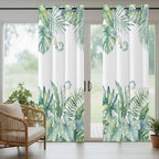 Leaves Outdoor Curtains for Patio Green Leaf Tropical Plants Farmhouse Pastoral Waterproof Outside Curtains with Grommet Top Weatherproof Curtain for Cabana Pergola Gazebo, 2 Pack, 54" W x 108" L