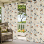 Cartoon Animals Outdoor Curtains for Patio Raccoons Rabbits Moon Linen Texture Waterproof Outside Curtains with Grommet Top Weatherproof Curtain for Cabana Pergola Gazebo, 1 Panel, 54" W x 108" L